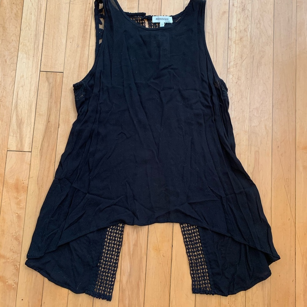 Black Lace Back Tank Top